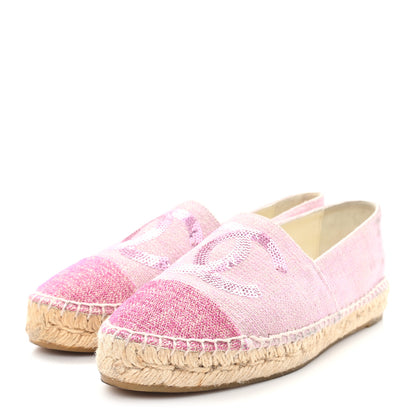 Chanel Toile Sequin CC Espadrilles 37 Pink Dark Pink 4 of 9