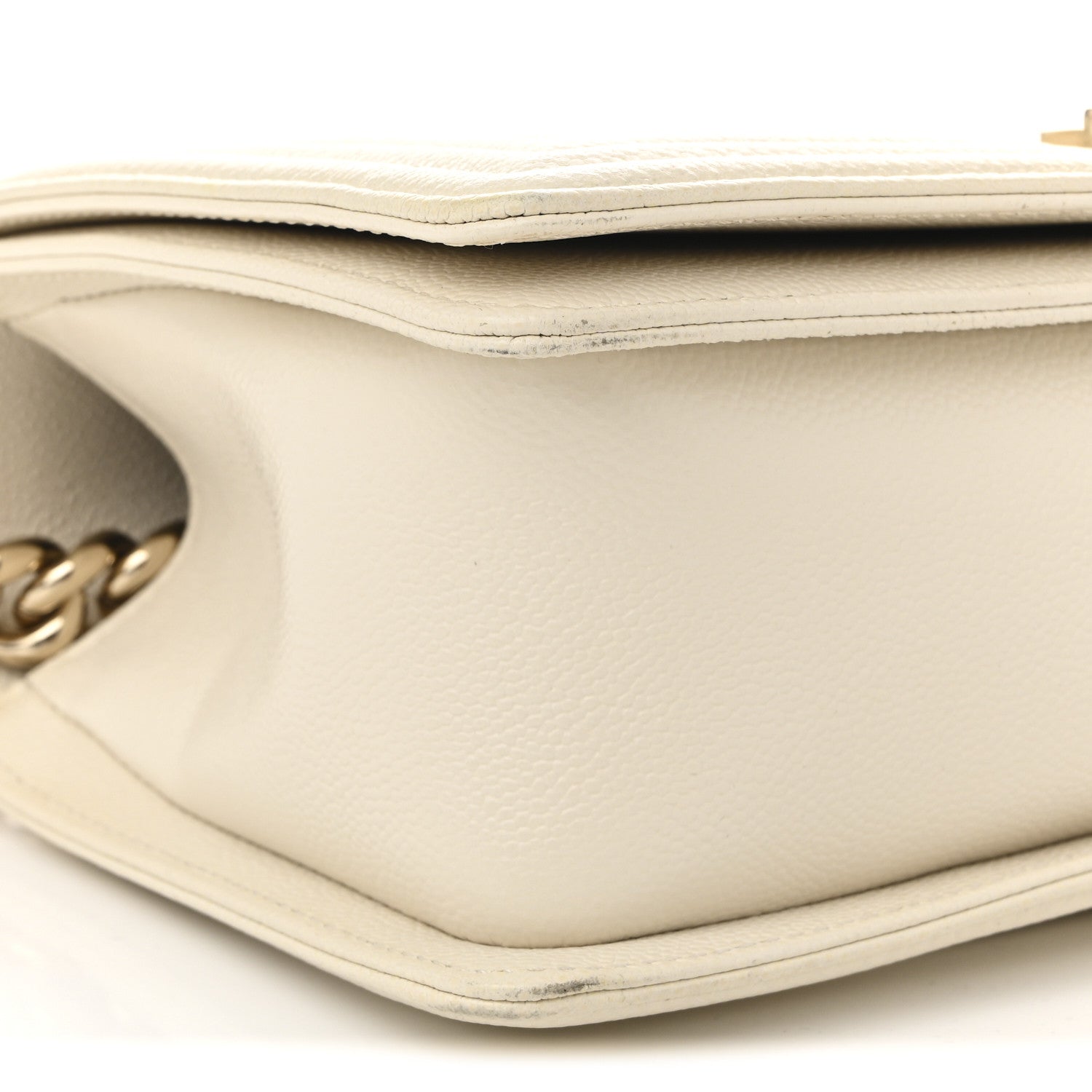Chanel Caviar Chevron Quilted Medium Boy Flap White 17 of 19