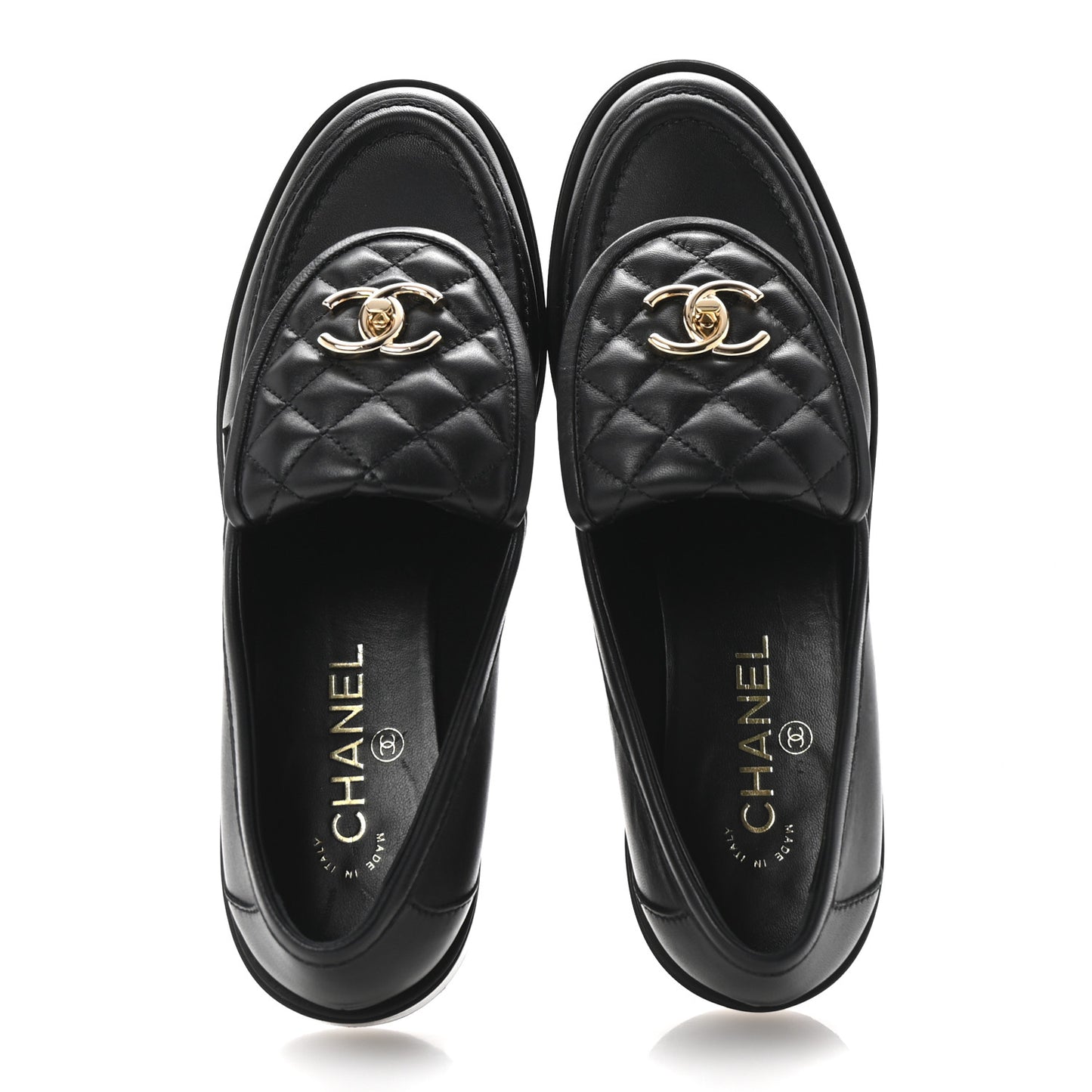 Lambskin Quilted CC Turnlock Loafers 40 Black