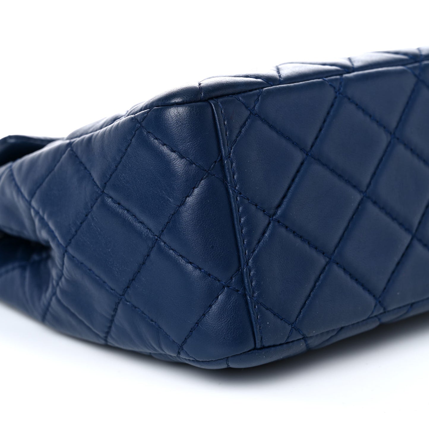 Lambskin Quilted Maxi Single Flap Dark Blue