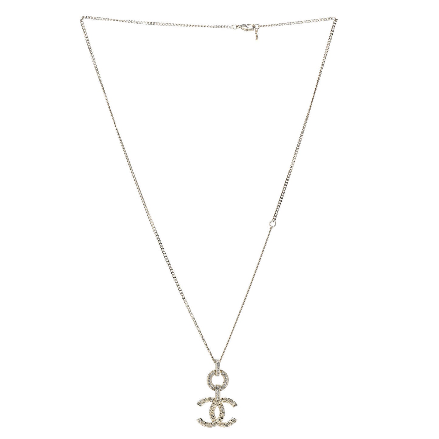 Crystal CC Logo Pendant Necklace Gold