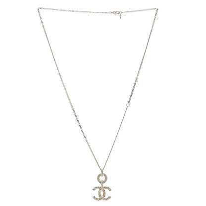 Chanel Crystal CC Logo Pendant Necklace Gold 3 of 6