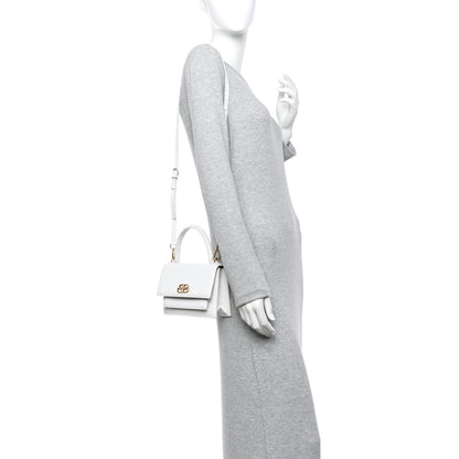 Balenciaga Patent Calfskin Lizard Embossed XS Sharp Top Handle Bag White 2 of 14