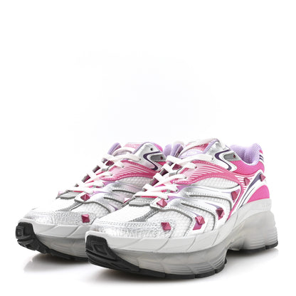 Valentino Garavani Mesh Calfskin Rockstud Womens Platform Sneakers 37 Fuxia Multicolor 4 of 8