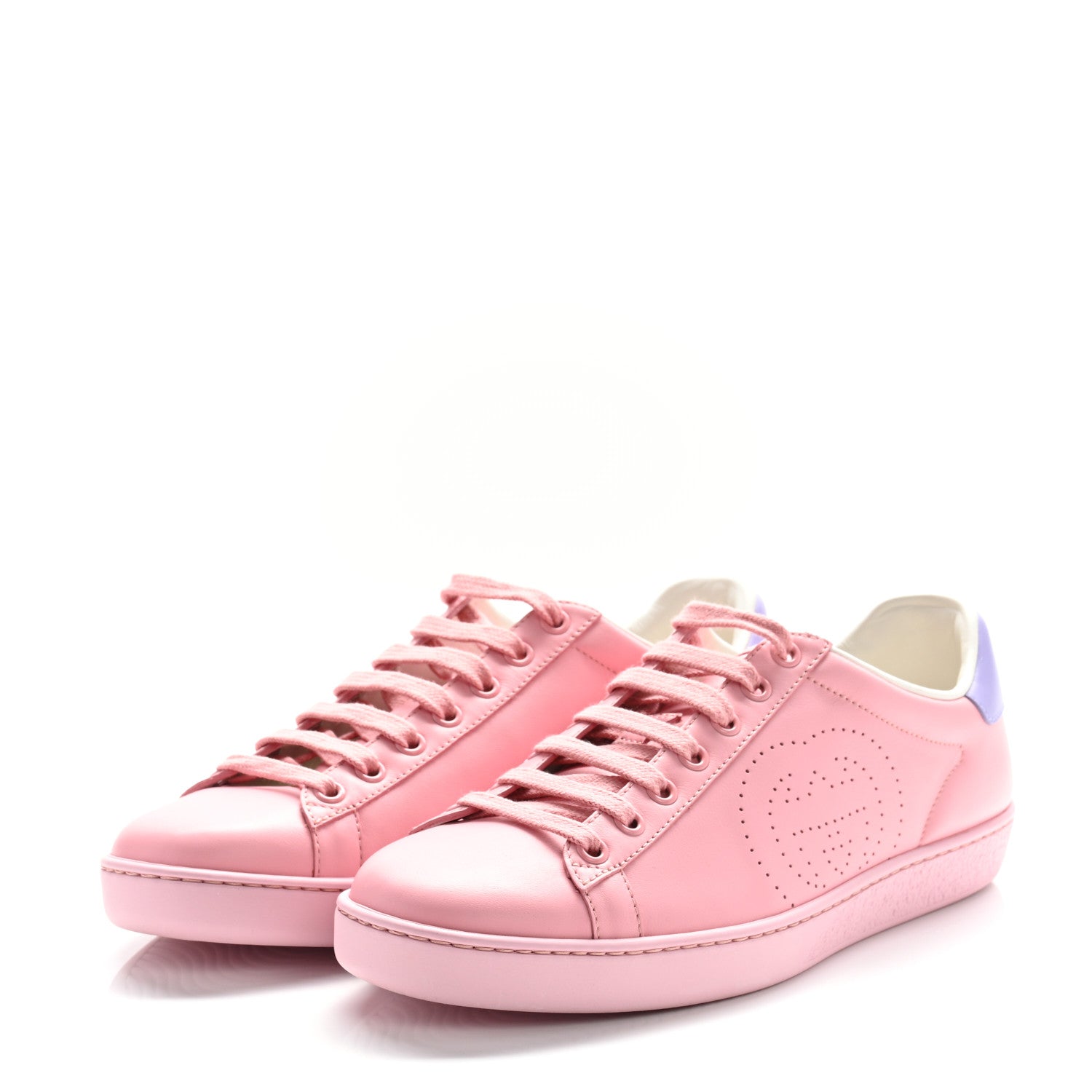 Gucci Miro Soft Calfskin Interlocking G Perforated Womens Ace Sneakers 38 Wild Rose Lapis 4 of 10