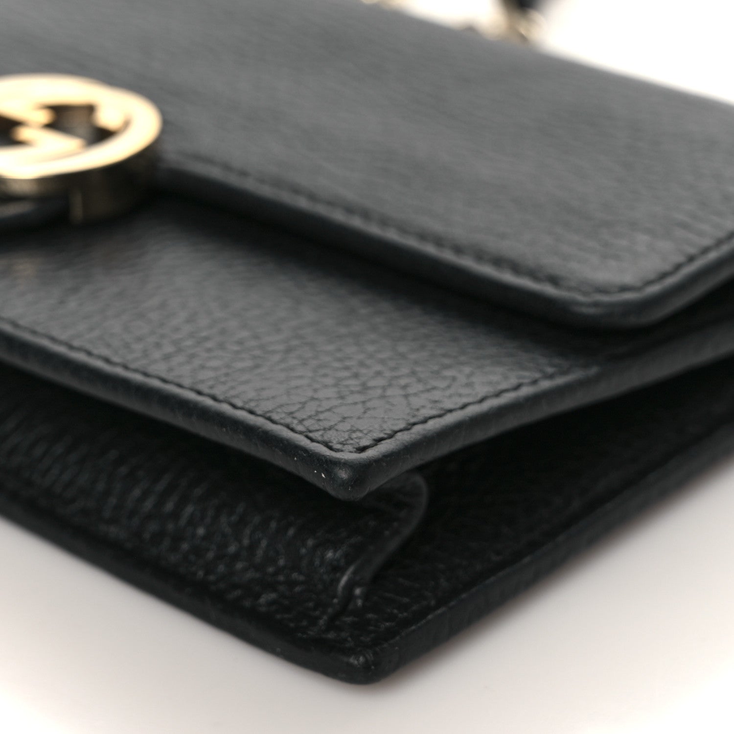 Gucci Dollar Calfskin Interlocking G Chain Wallet Black 8 of 9