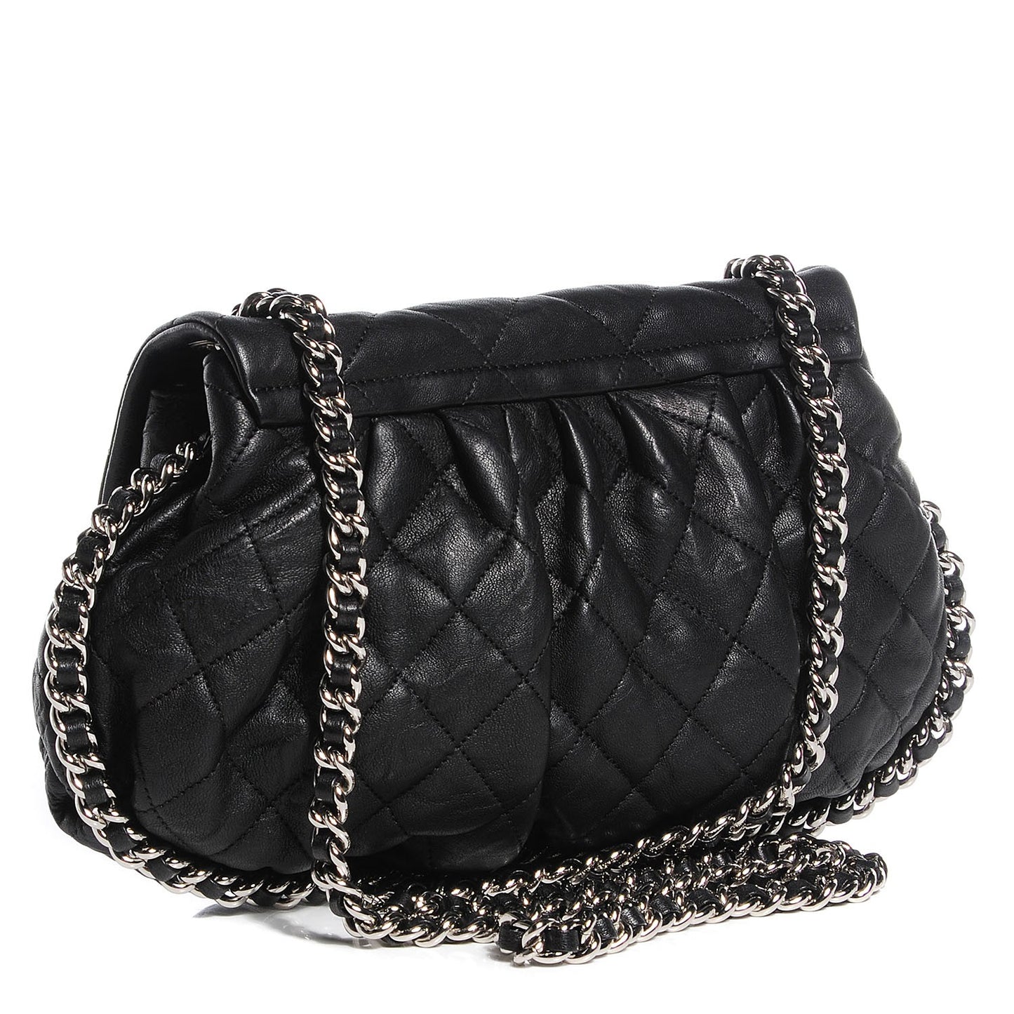 Crumpled Lambskin Chain Around Medium Messenger Black