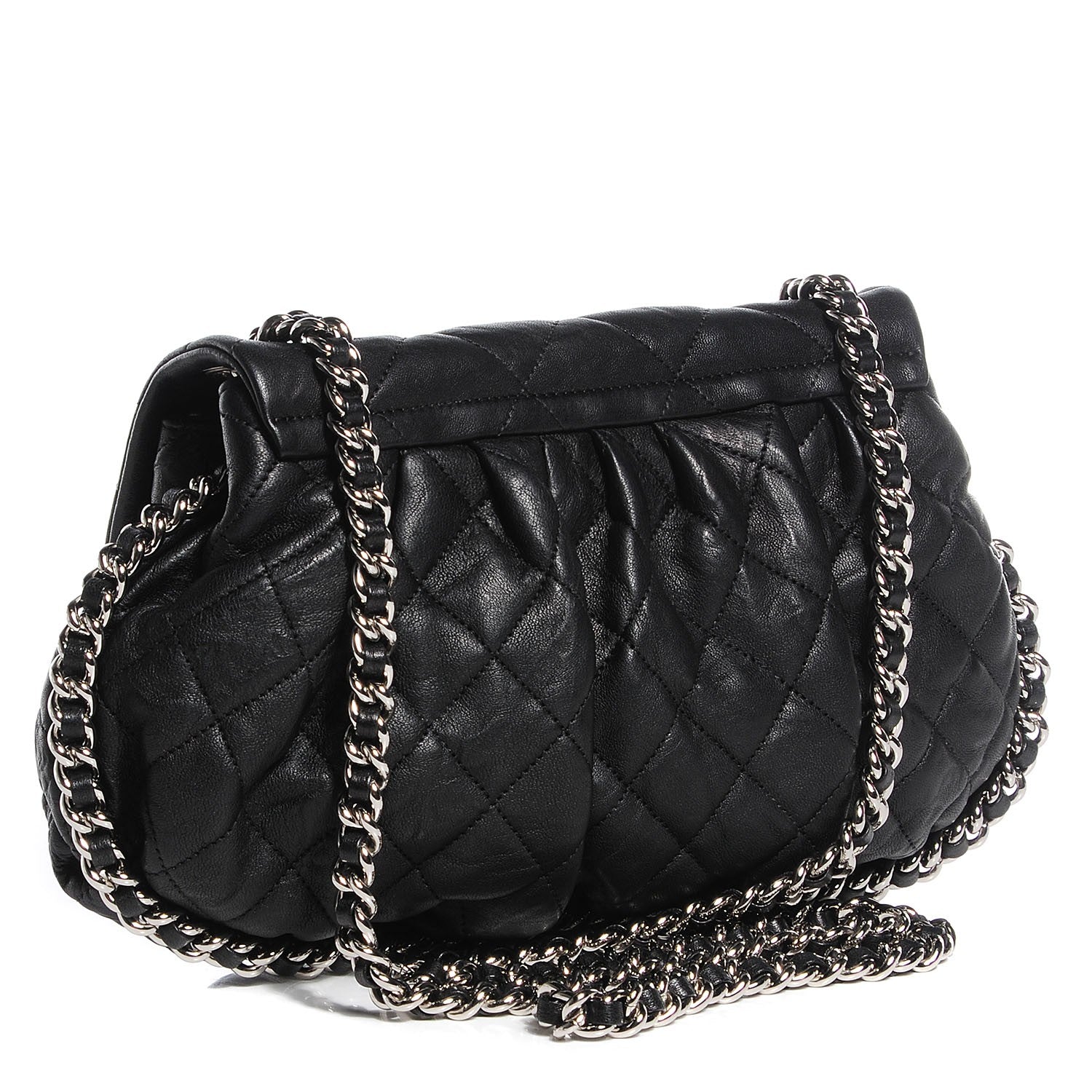 Chanel Crumpled Lambskin Chain Around Medium Messenger Black 3 of 7