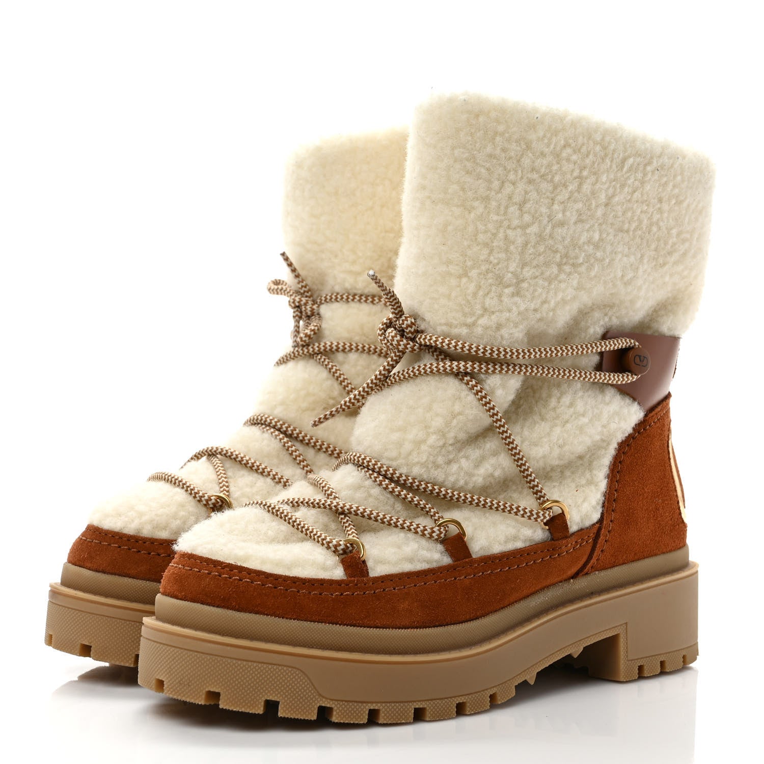 Valentino Garavani Suede Shearling Vlogo Trekkgirl 25/40mm Boots 38 Selleria 3 of 7