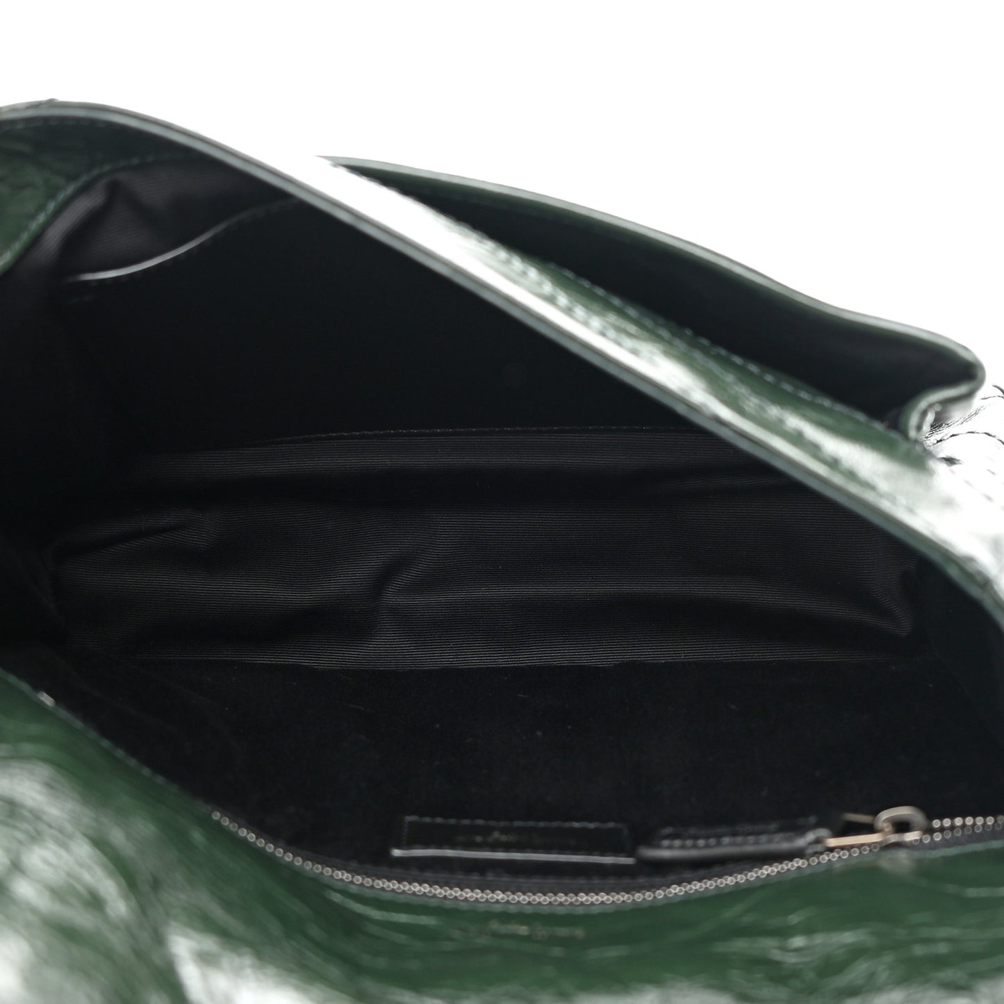 SAINT LAURENT Crinkled Lambskin Matelasse Monogram Medium Niki Chain Satchel Green