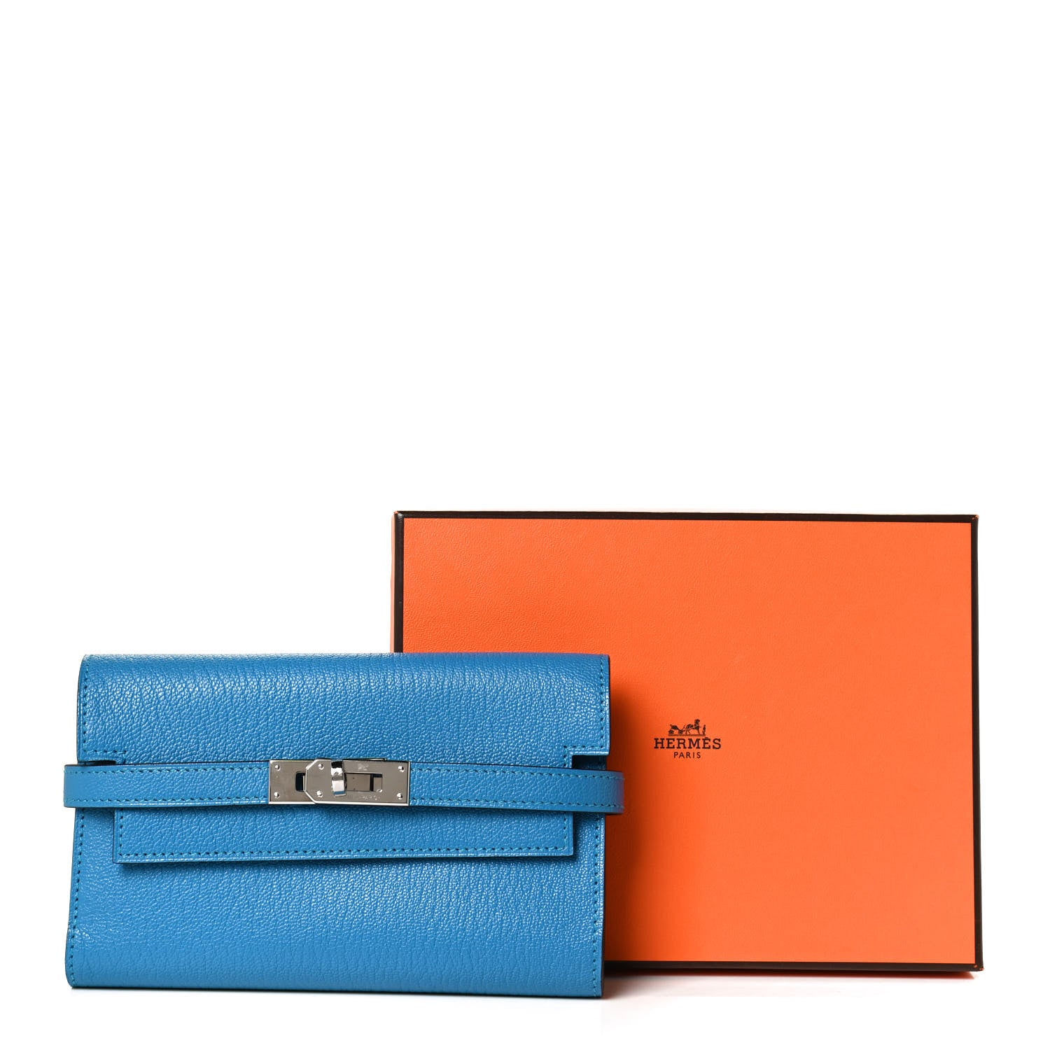 Hermes Chevre Mysore Medium Kelly Wallet Bleu Zanzibar 10 of 10