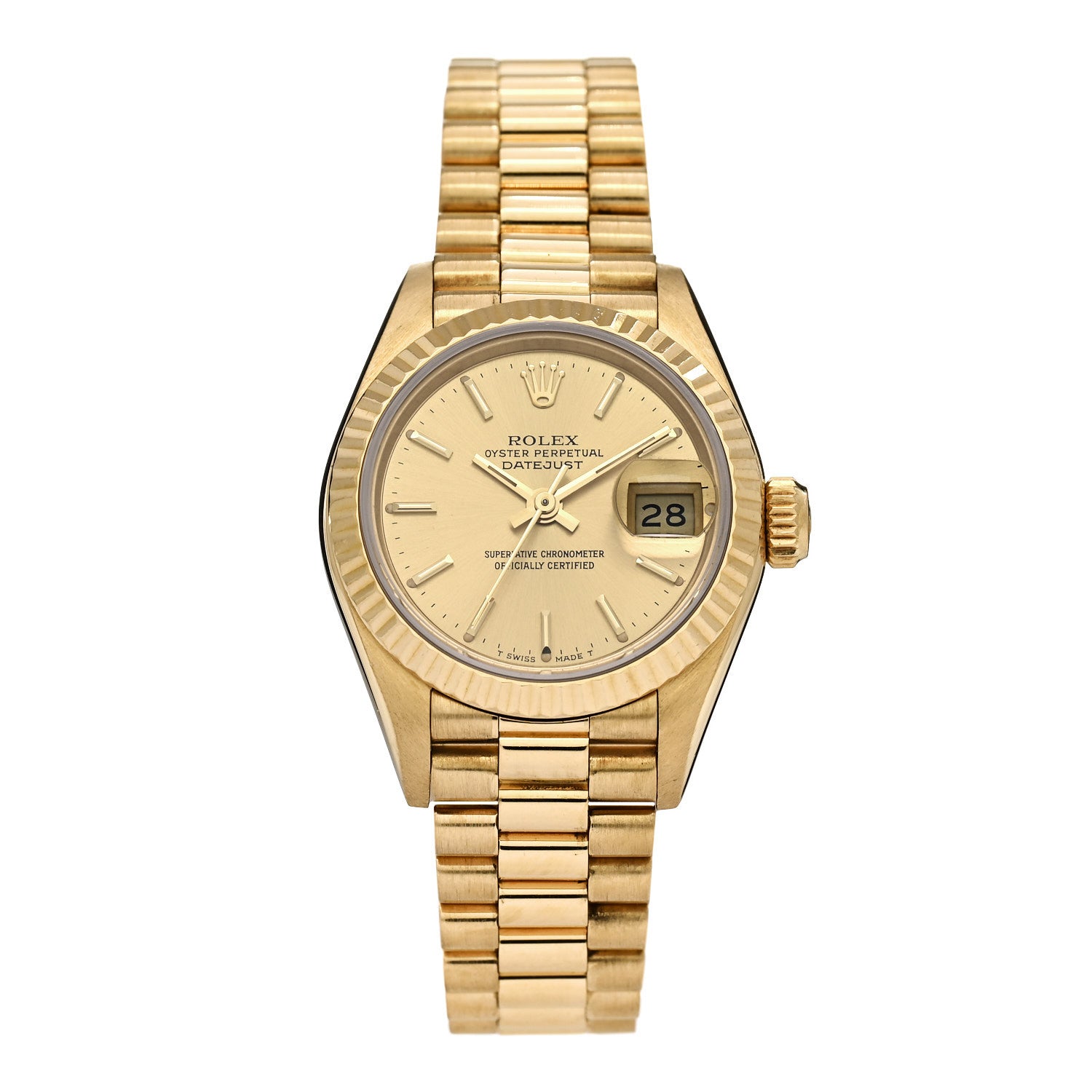 Rolex 18K Yellow Gold 26mm Oyster Perpetual Datejust President Watch Champagne 69178 1 of 4