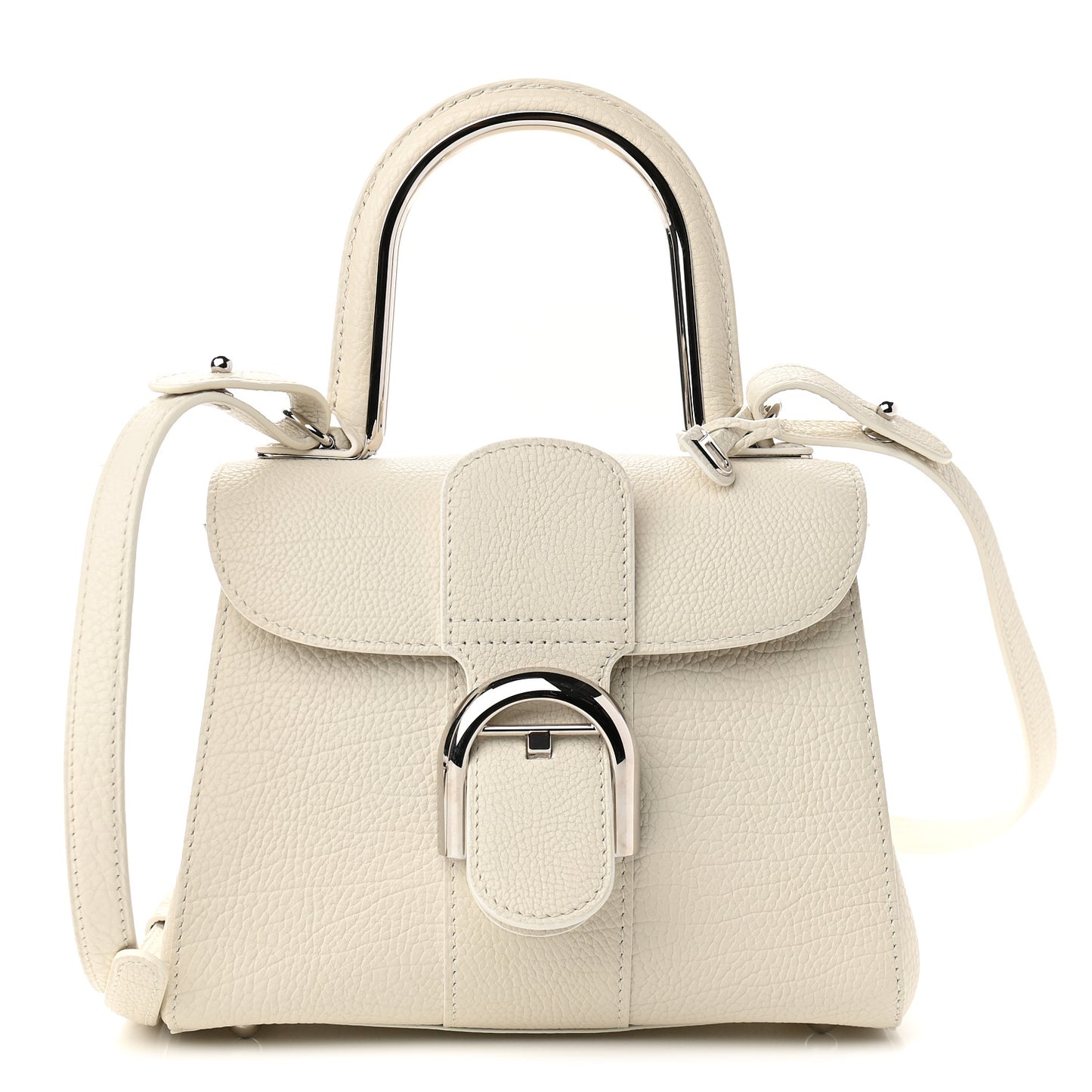Grained Calfskin Mini Brillant Satchel Ivory