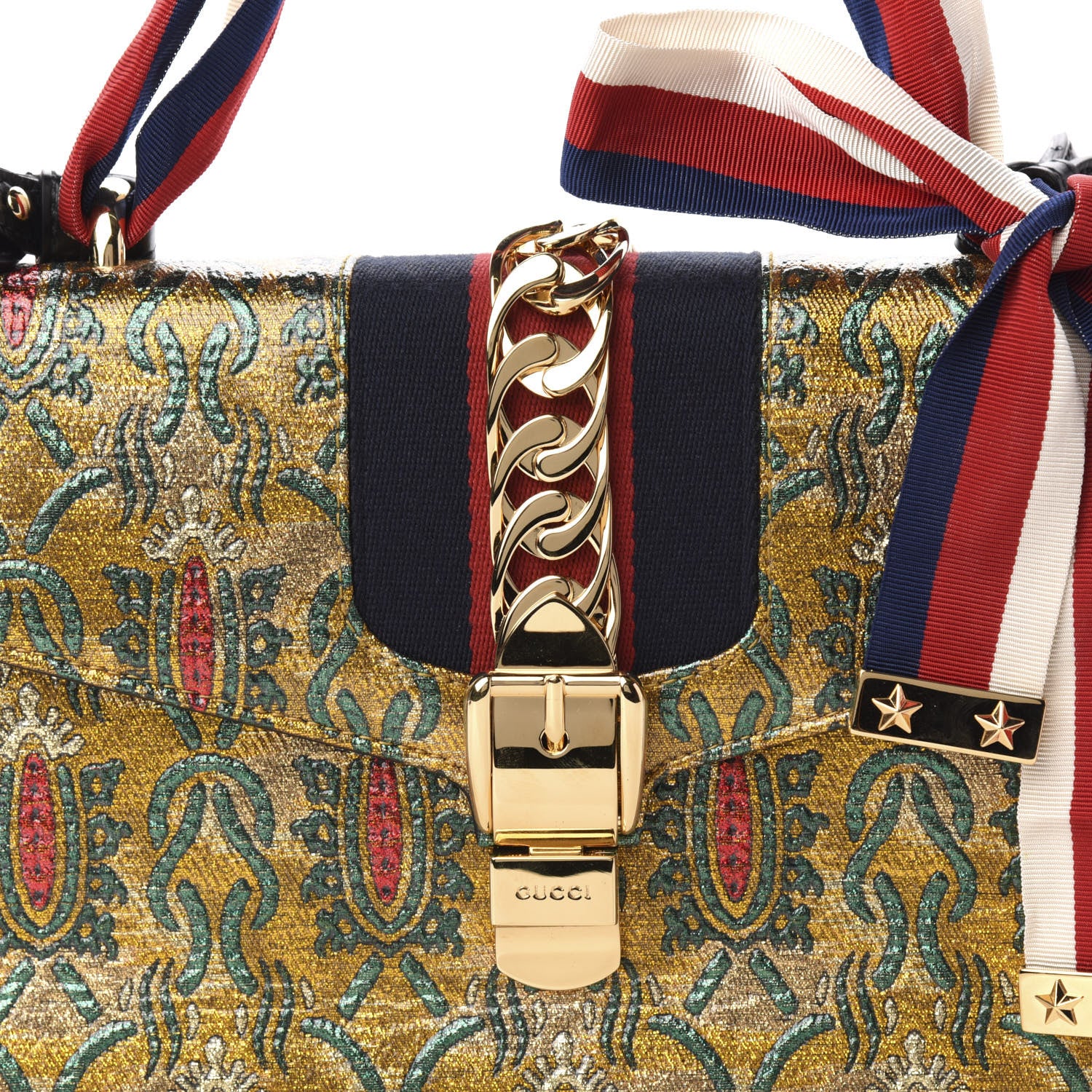 Gucci Iridescent Brocade Small Sylvie Shoulder Bag Gold 11 of 11