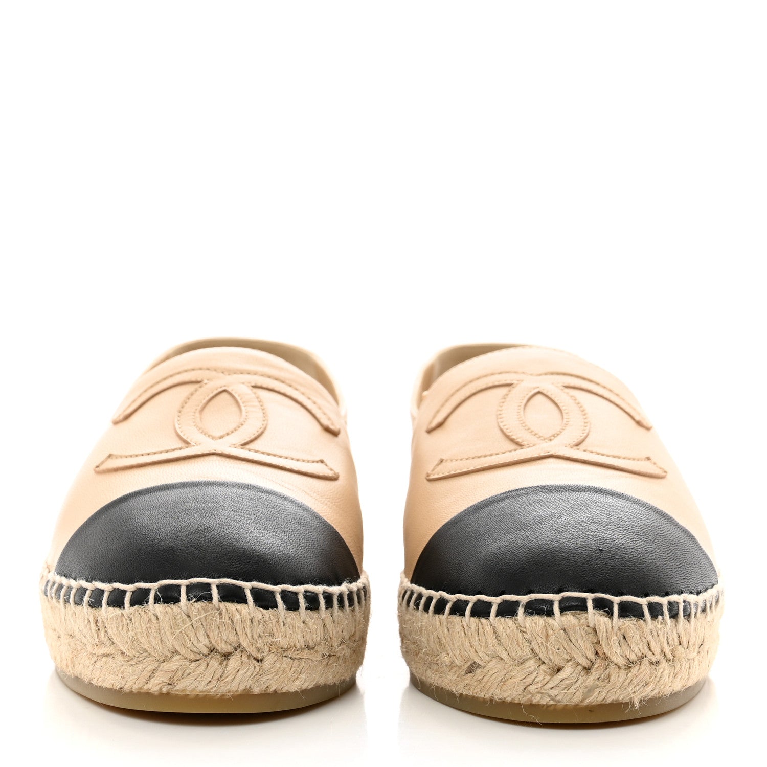 Chanel Lambskin CC Espadrilles 39 Beige Black 2 of 8