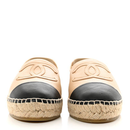 Chanel Lambskin CC Espadrilles 39 Beige Black 2 of 8