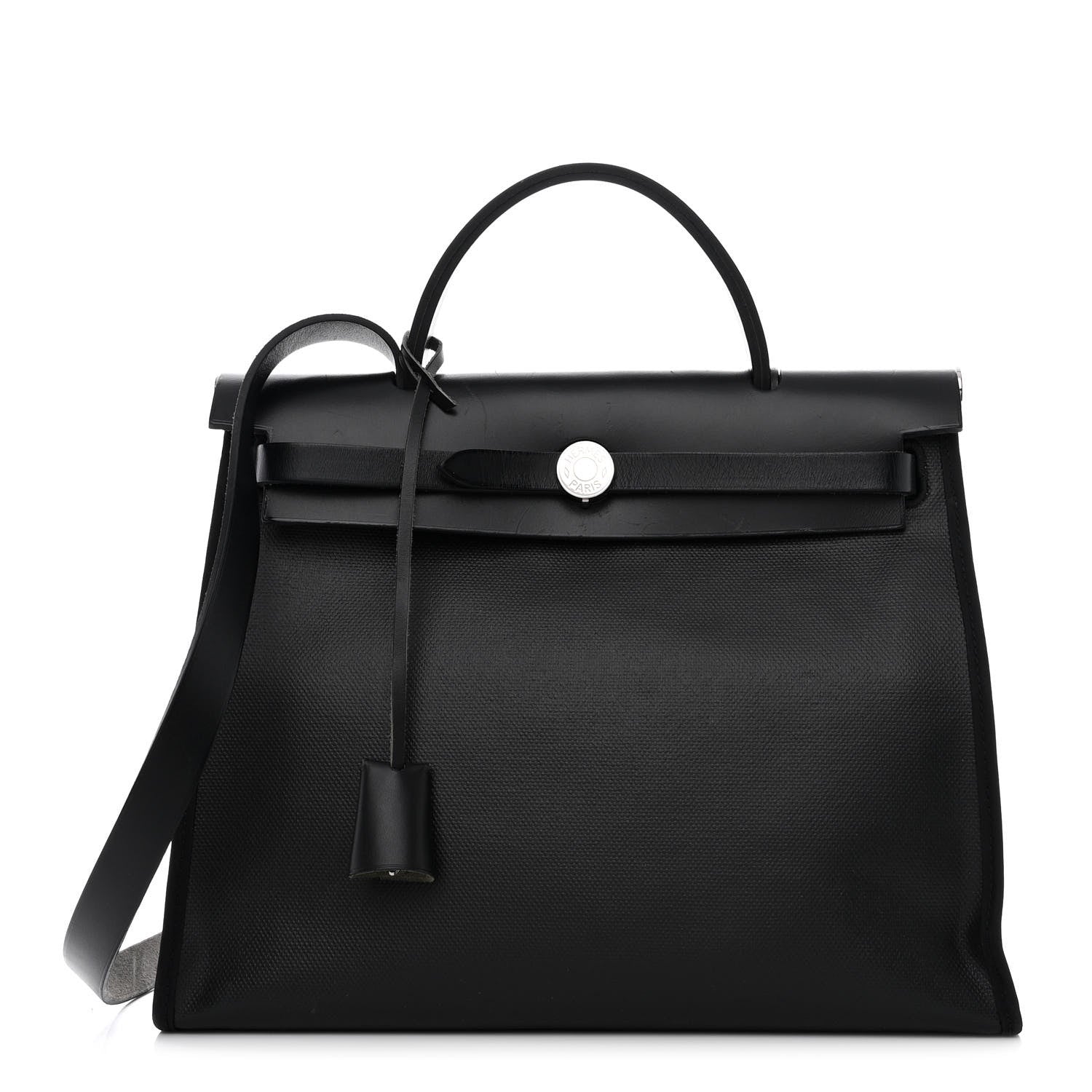 Hermes Toile H Berline Vache Hunter Herbag Zip PM 31 Black Ecru 2 of 12