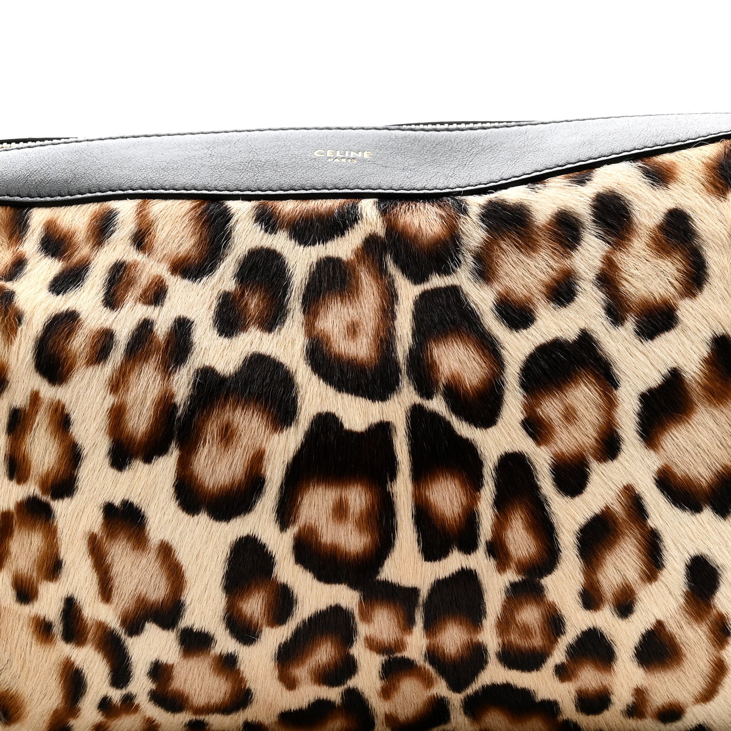 Celine Furry Goatskin Leopard Medium Romy Shoulder Bag Natural