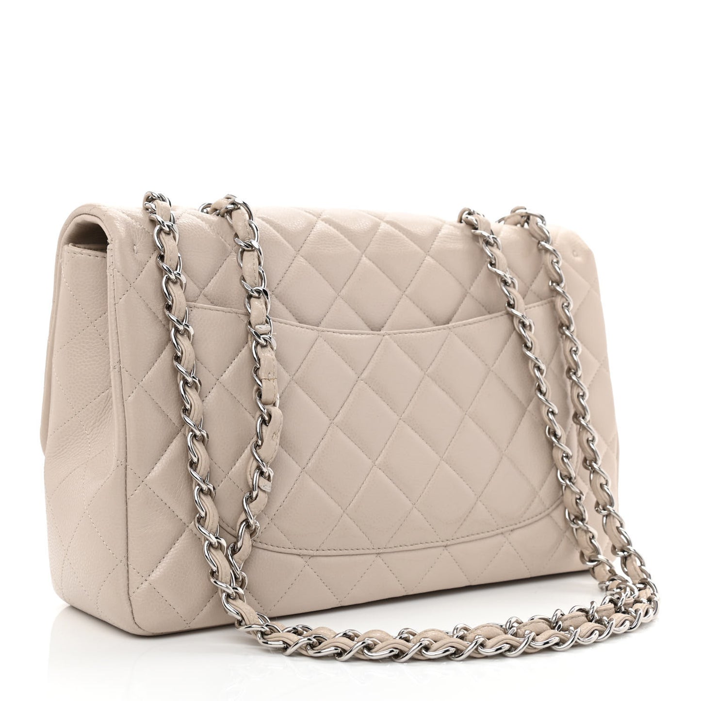 Caviar Quilted Jumbo Single Flap Ecru
