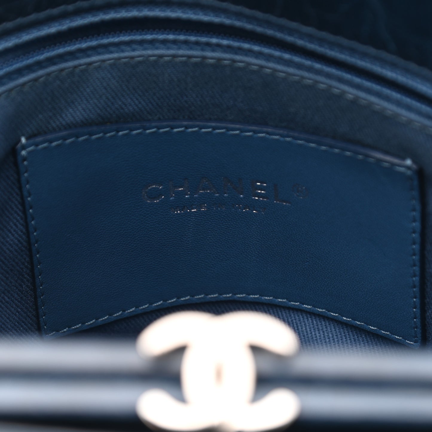 Aged Calfskin Large Just Mademoiselle Bowling Bag Blue