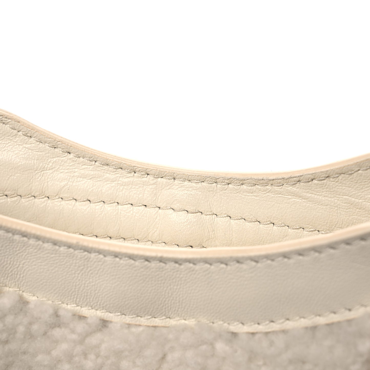 Shearling Nappa Gold Metallic Edge Hardware Mini City Cream