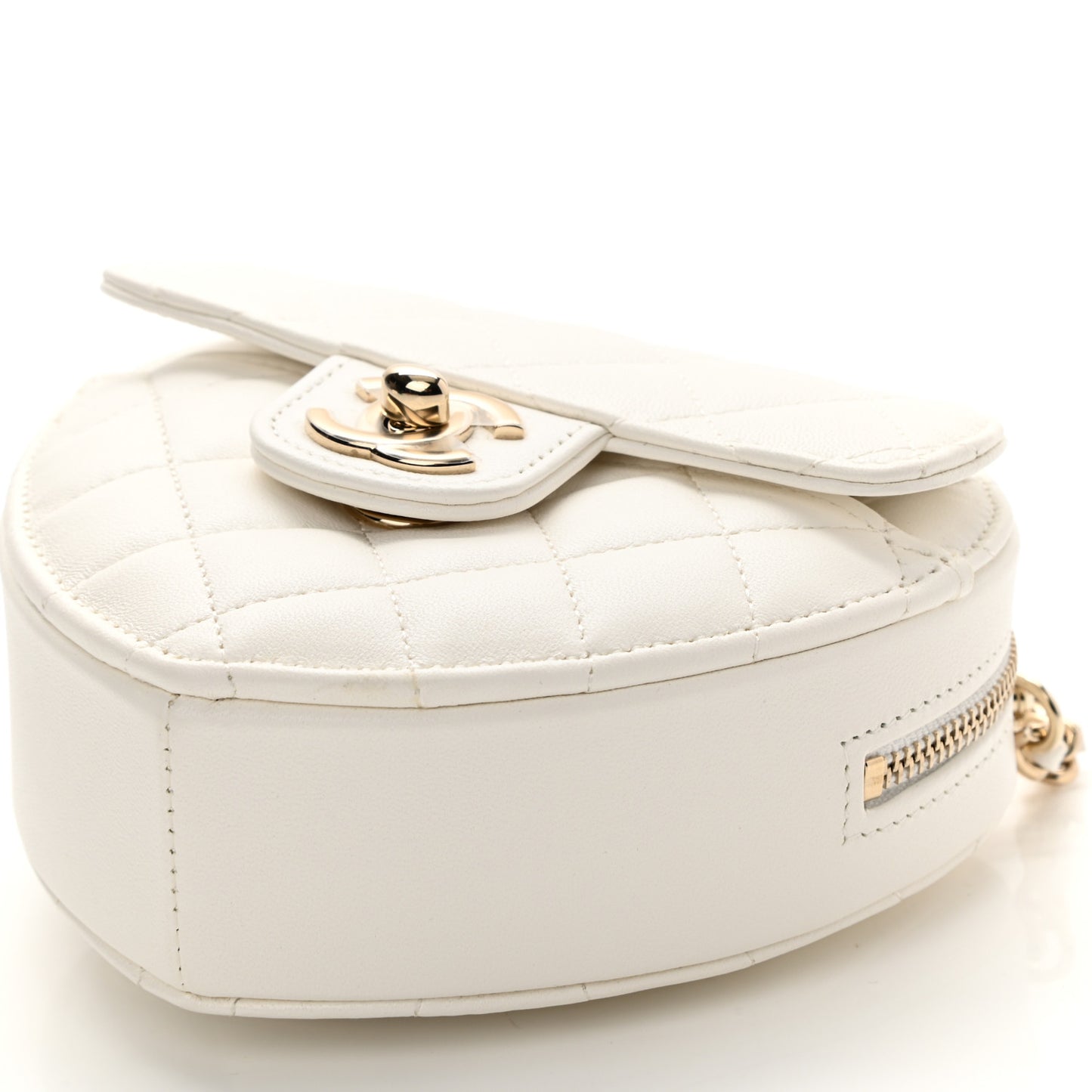 Lambskin Quilted CC In Love Heart Clutch With Chain White