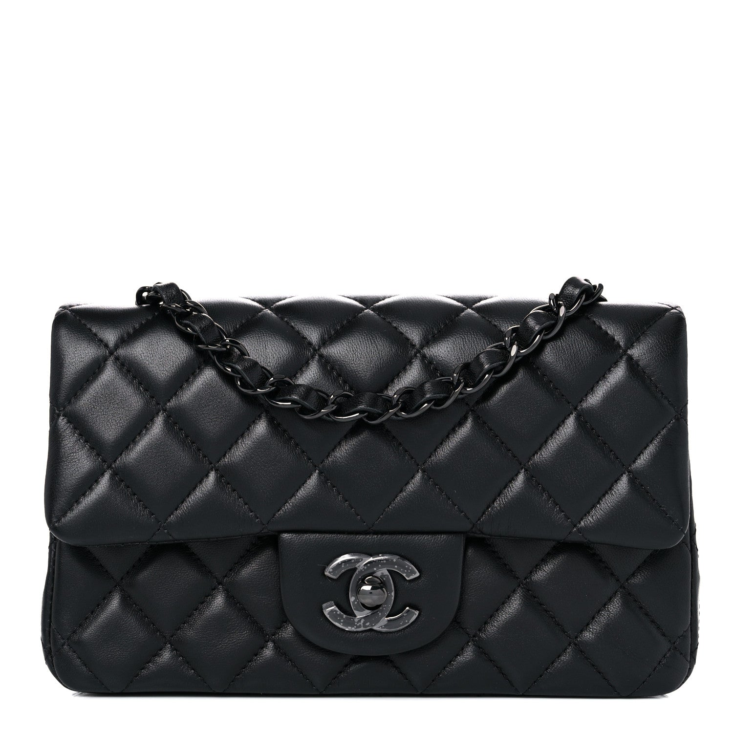 Chanel Lambskin Quilted Mini Rectangular Flap So Black 1 of 12