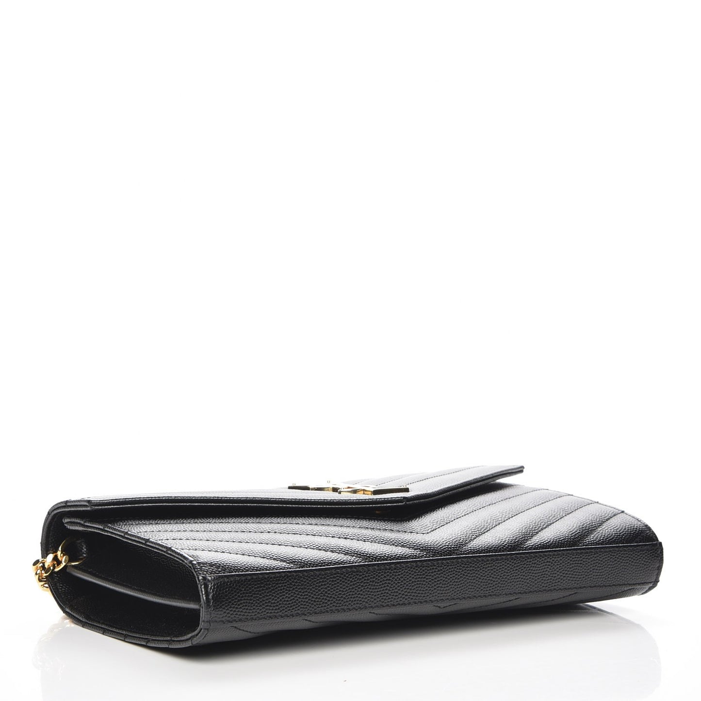 Grain De Poudre Matelasse Chevron Monogram Chain Wallet Black