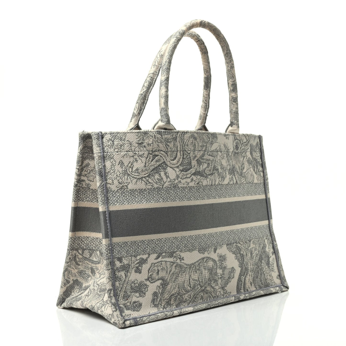 Canvas Embroidered Medium Dioriviera Toile De Jouy Book Tote Gray