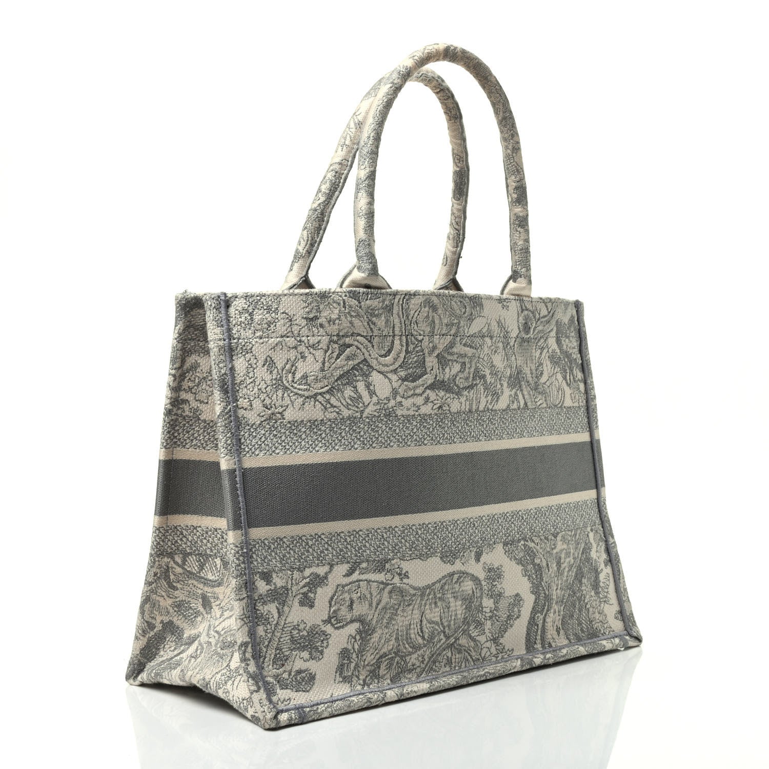 Christian Dior Canvas Embroidered Medium Dioriviera Toile De Jouy Book Tote Gray 2 of 8
