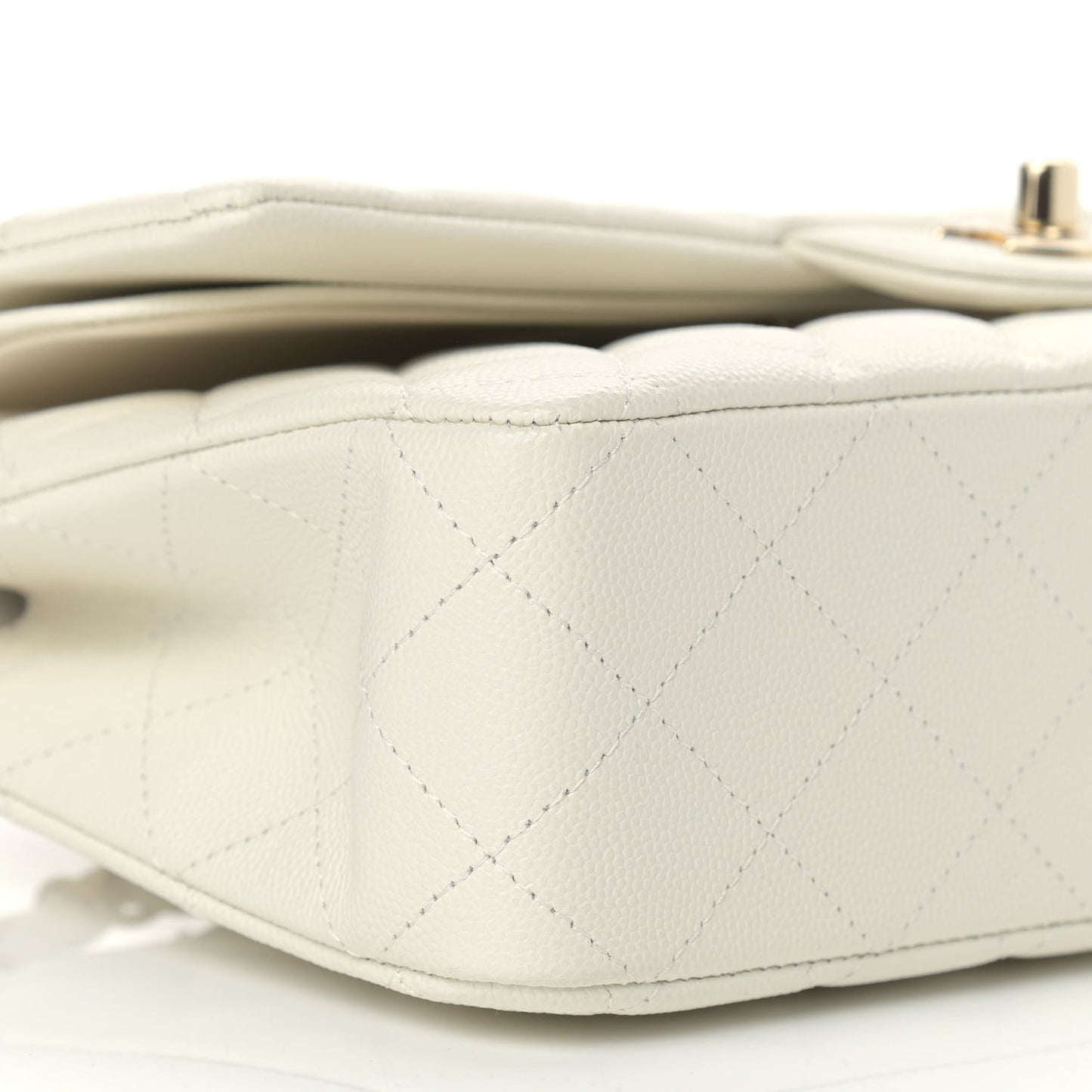 Caviar Quilted Medium Double Flap White