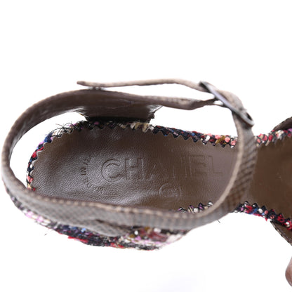 Chanel Tweed Lizard CC Slingback Pumps 36.5 Multicolor 7 of 10