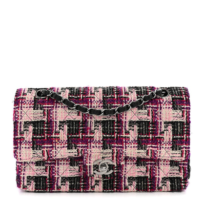 Chanel Tweed Quilted Medium Double Flap Pink Black 1 of 12