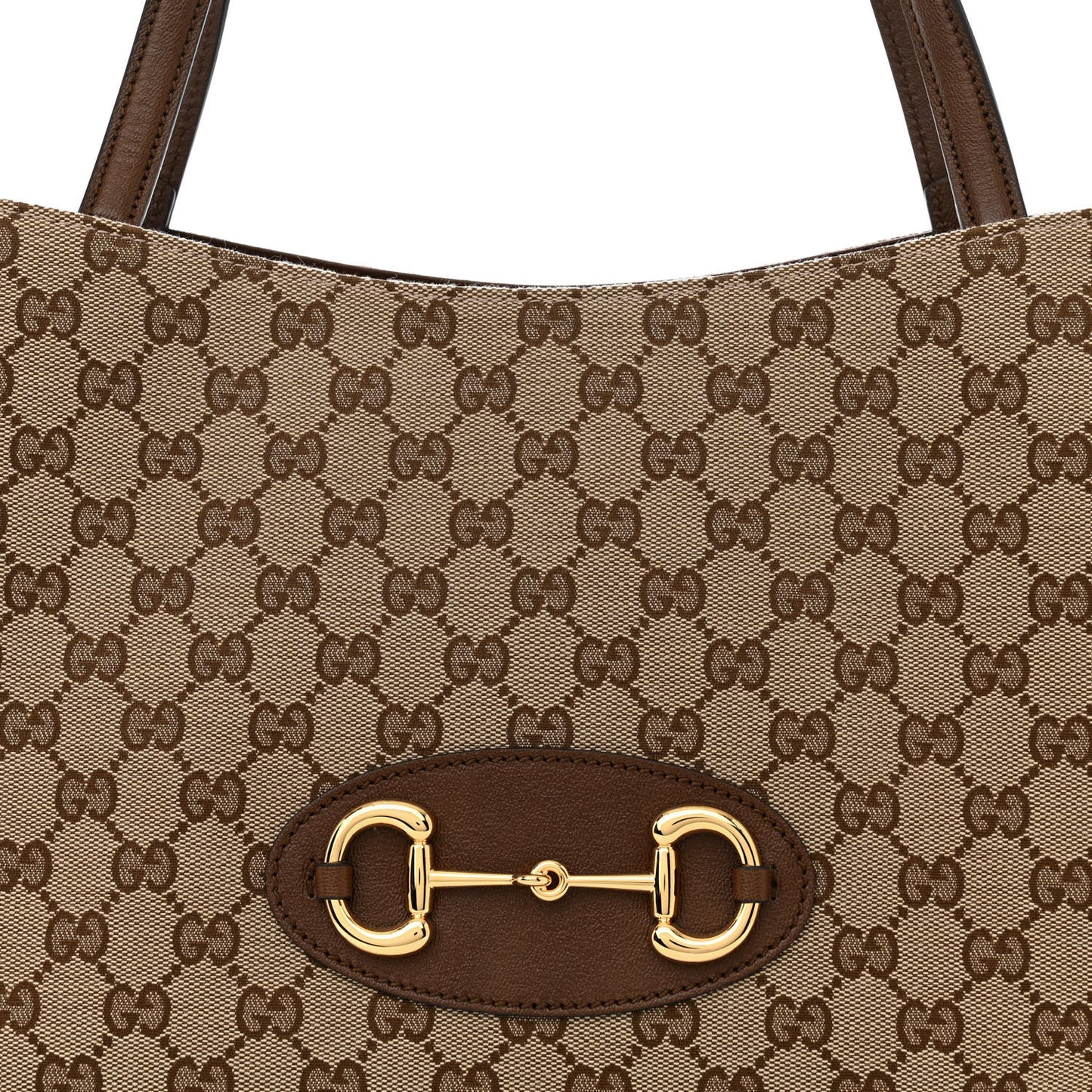 Monogram Horsebit 1955 Tote Bag Beige Brown Sugar