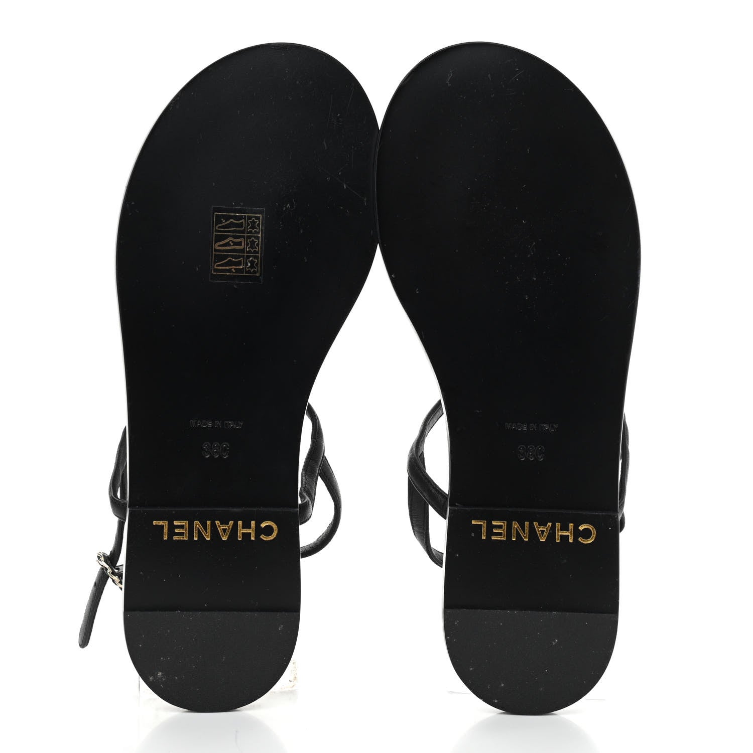 Chanel Lambskin Chain CC Logo Thong Sandals 38 Black 5 of 10