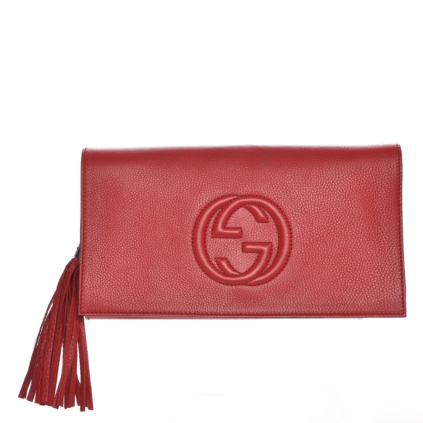 Pebbled Calfskin Medium Soho Clutch Red