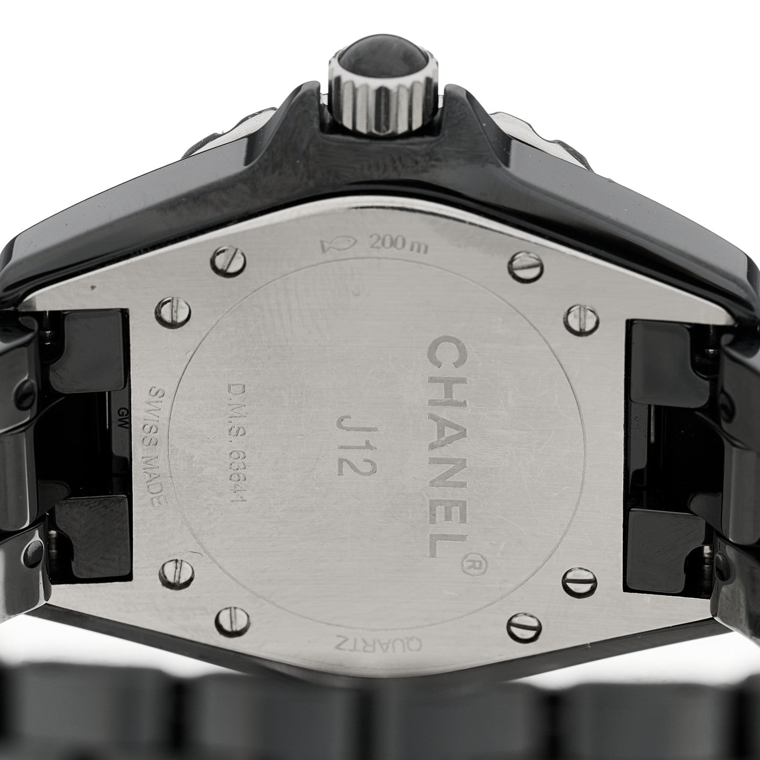 Chanel Stainless Steel Ceramic Diamond 33mm J12 Quartz Watch Black 4 of 4