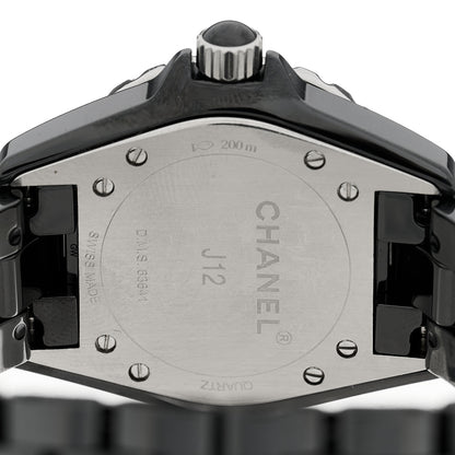 Chanel Stainless Steel Ceramic Diamond 33mm J12 Quartz Watch Black 4 of 4