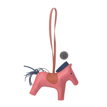 Hermes Milo Lambskin Grigri Rodeo Horse Bag Charm MM Rose Azalee Cornaline Bleu De Malte 2 of 3