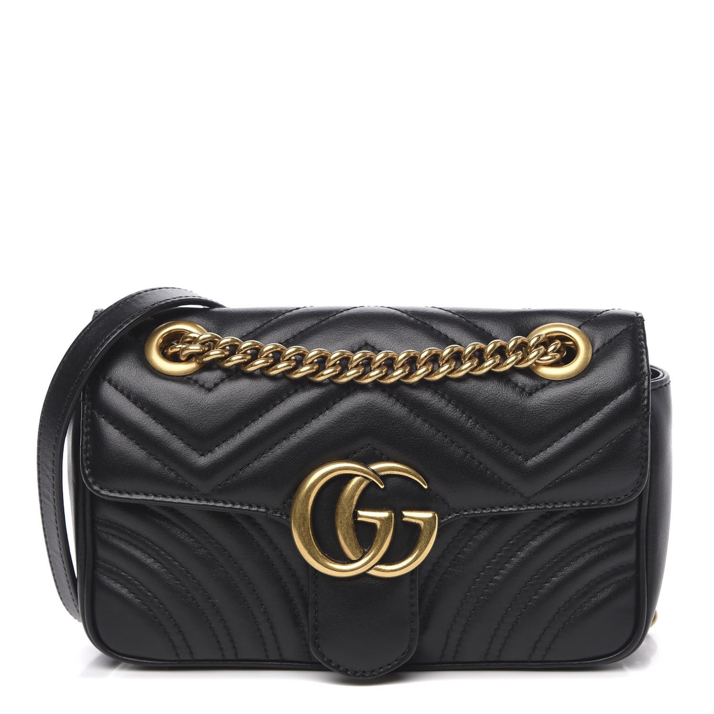 Calfskin Matelasse Mini GG Marmont Shoulder Bag Black