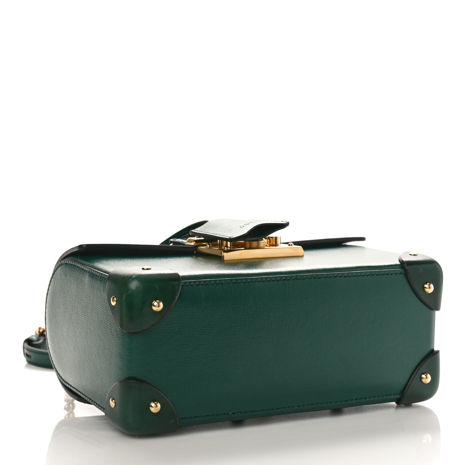Gucci Azalea Calfskin Small Padlock Bamboo Shoulder Bag Vintage Green 4 of 9