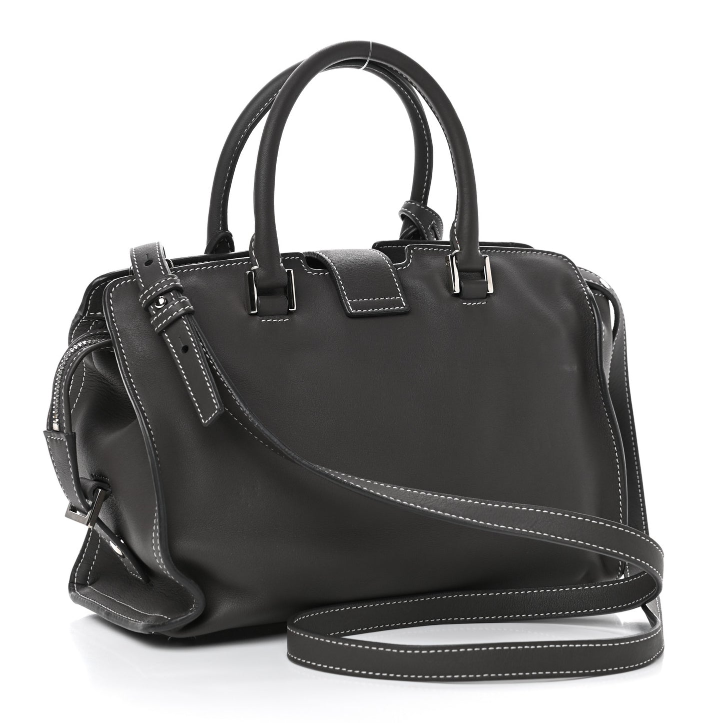 Calfskin Top Stitch Baby Cabas Monogram Grey