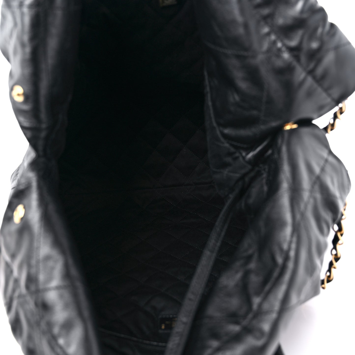 Shiny Calfskin Quilted Large Chanel 22 Black