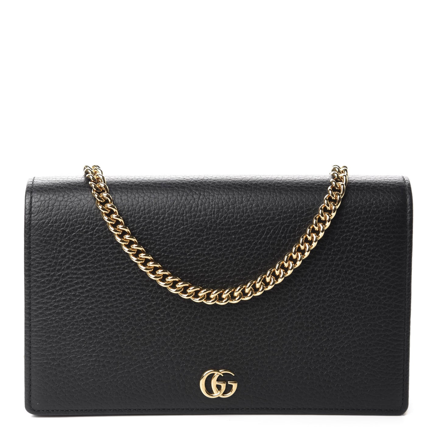 Calfskin Mini GG Marmont Chain Wallet Black