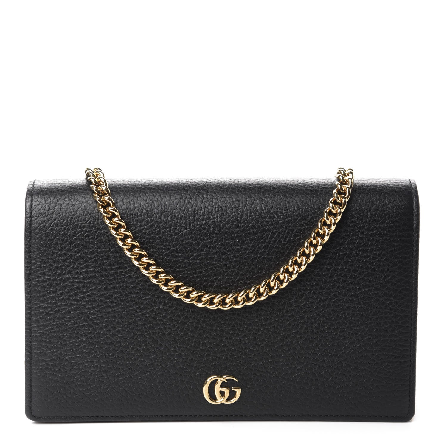 Gucci Calfskin Mini GG Marmont Chain Wallet Black 1 of 10