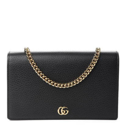 Gucci Calfskin Mini GG Marmont Chain Wallet Black 1 of 10