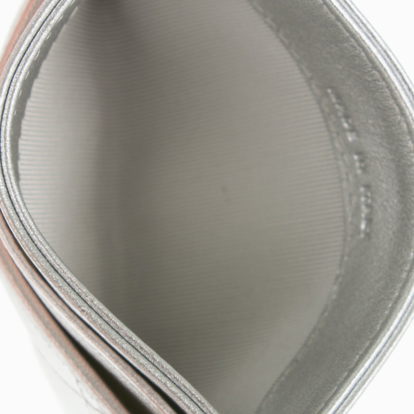 Metallic Lambskin Quilted CC Card Holder Silver
