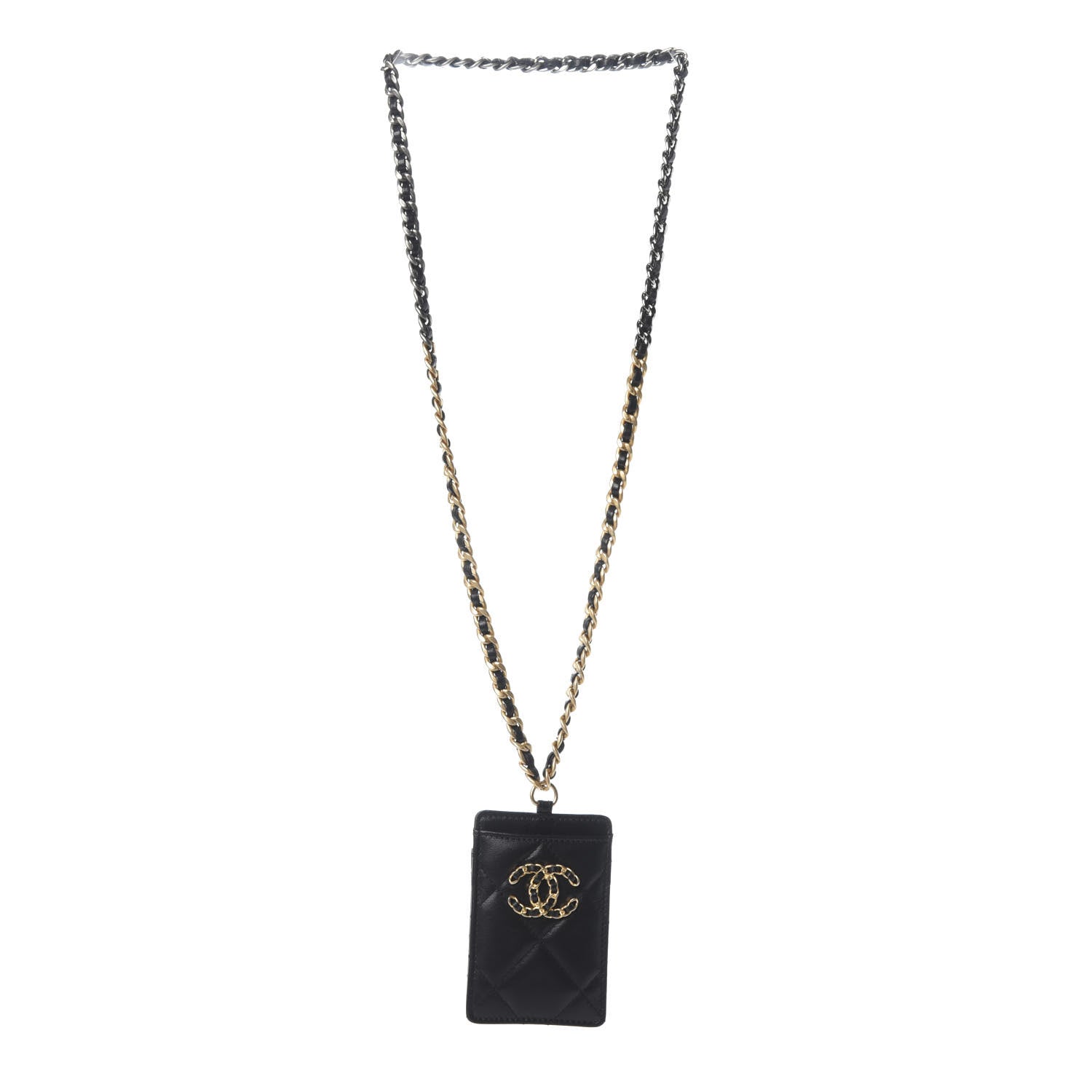 Chanel Goatskin Quilted 19 Card Holder On Chain Black 3 of 6