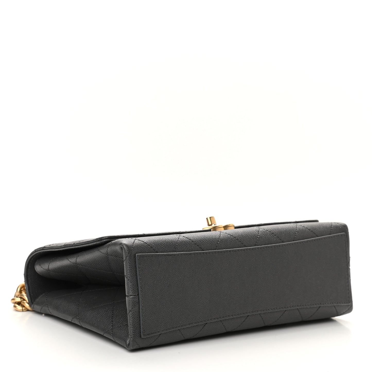 Caviar Quilted Bracelet On Chain Flap Dark Grey