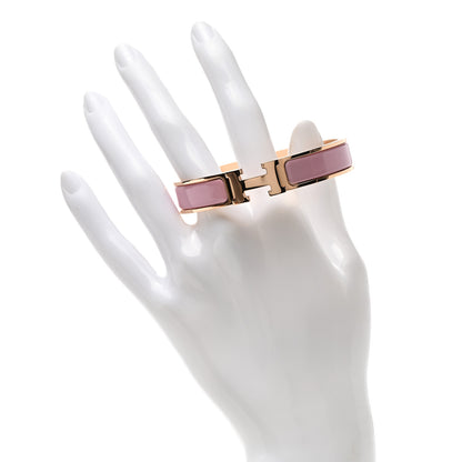 Hermes Enamel Narrow Clic Clac H Bracelet PM Rose Delirium 2 of 4